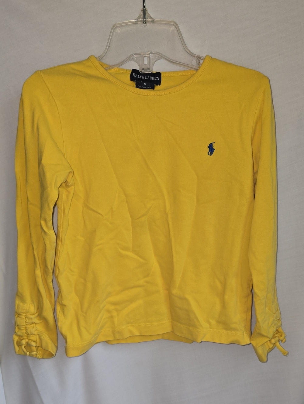 Ralph Lauren Girls' Bright Yellow Long Sleeve Polo Tee with Blue Pony